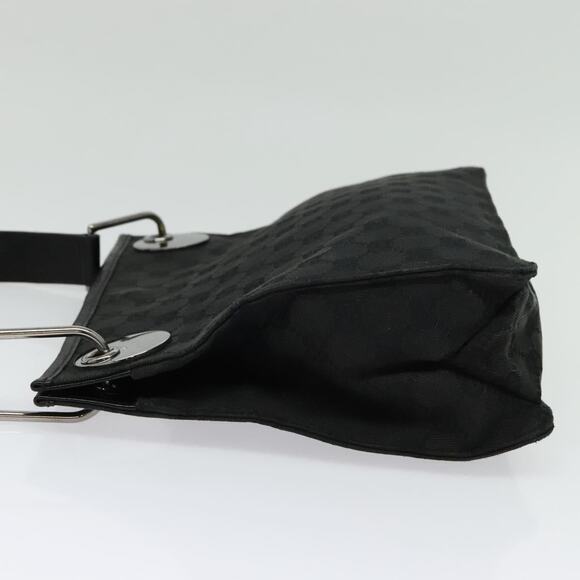 GUCCI GG Canvas Shoulder Bag Black Silver - Picture 4 of 16